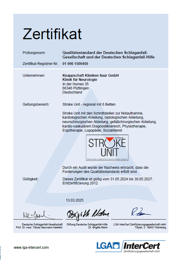 Zertifikat Stroke Unit