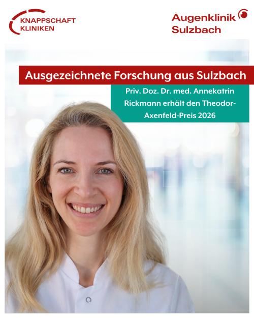 Theodor-Axenfeld-Preis 2026 für Priv. Doz. Dr. Annekatrin Rickmann von der Augenklinik Sulzbach