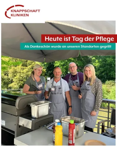 Anlässlich des heutigen Aktionstages zum Tag der Pflege bedankt sich die Krankenhausdirektorin sowie die Pflegedirektion bei allen Pflegekräften der Knappschaft Kliniken Vest GmbH für ihren täglichen Einsatz mit Grillwürstchen, Salaten und Brötchen.

In den Knappschaft Kliniken Paracelsus Marl steht Krankenhausdirektorin Sarah Otte, stellvertretender Pflegedirektor Uwe Graw, Pflegeprozessmanagerin Mandy Blum und Pflegedienstleitung Florian Suchland für die Pflegenden am Grill.

Auch an unserem Standort in Recklinghausen verteilt Pflegedirektor Mario Löblein mit seinem Team gegrillte Bratwürstchen an die Pflegenden.

<a href='https://www.facebook.com/watch/hashtag/tagderpflege' target='_blank'>#tagderpflege</a>
<a href='https://www.facebook.com/watch/hashtag/knappschaftklinikenvest' target='_blank'>#knappschaftklinikenvest</a> <a href='https://www.facebook.com/watch/hashtag/knappschaftklinikenparacelsusmarl' target='_blank'>#knappschaftklinikenparacelsusmarl</a> <a href='https://www.facebook.com/watch/hashtag/knappschaftklinikenrecklinghausen' target='_blank'>#knappschaftklinikenrecklinghausen</a>
