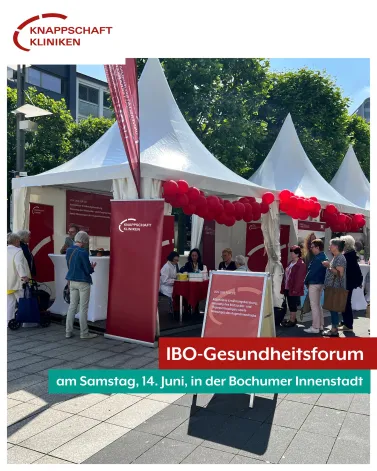 ‼📣 Am kommenden Samstag sind wir auf dem IBO-Gesundheitsforum in der Bochumer Innenstadt

❤ Mit jeder Menge Informationen über unser Krankenhaus, spannenden Mitmachaktionen unserer Kliniken und Popcorn für alle freuen wir uns auf zahlreiche Besucherinnen und Besucher! 

📆 Samstag, 14. Juni 2025 
⏰ 10 bis 16 Uhr
📌 Massenbergstraße und Bongardstraße, Bochumer Innenstadt

<a href='https://www.instagram.com/explore/tags/KnappschaftKliniken/' target='_blank'>#KnappschaftKliniken</a> <a href='https://www.instagram.com/explore/tags/Universitätsklinikum/' target='_blank'>#Universitätsklinikum</a> <a href='https://www.instagram.com/explore/tags/Bochum/' target='_blank'>#Bochum</a> <a href='https://www.instagram.com/explore/tags/Gesundheitsforum/' target='_blank'>#Gesundheitsforum</a> <a href='https://www.instagram.com/explore/tags/Patienteninformation/' target='_blank'>#Patienteninformation</a> <a href='https://www.instagram.com/explore/tags/savethedate/' target='_blank'>#savethedate</a>