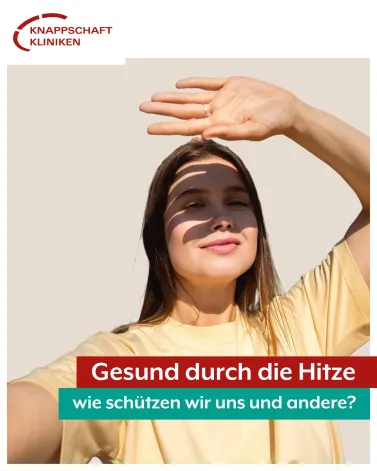 Der Sommer kommt – die Hitzewelle überraschend ☀️🥵

Hitze ist das größte durch den Klimawandel bedingte Gesundheitsrisiko in Deutschland und wird oft unterschätzt. In den kommenden Jahren wird dieses Risiko weiter steigen. Der heutige Hitzeaktionstag ruft daher dazu auf, Hitzegefahren ernst zu nehmen und konsequent Hitzeschutzmaßnahmen umzusetzen.

🌡 Achtung bei Alarmzeichen für Hitzeerkrankungen:
•	Starke Kopfschmerzen
•	trockene heiße Haut
•	plötzliche Verwirrtheit
•	Körpertemperatur über 40 °C
•	Wiederholtes heftiges Erbrechen
•	Bewusstlosigkeit

🚨 Hilfe bei Notfällen:
1. Ist die Person ansprechbar, dann biete ihr Wasser zum Trinken an.
2. Bei Verdacht auf einen hitzebedingten Notfall? Rufe den Notruf! 112
3. Bringe die Person an einen möglichst kühlen und schattigen Ort.
4. Kühle den Körper, z. B. durch feuchte Tücher auf Stirn, Arme, Beine und Nacken

<a href='https://www.instagram.com/explore/tags/KnappschaftKliniken/' target='_blank'>#KnappschaftKliniken</a> <a href='https://www.instagram.com/explore/tags/Knappschaftskrankenhaus/' target='_blank'>#Knappschaftskrankenhaus</a> <a href='https://www.instagram.com/explore/tags/Knappschaft/' target='_blank'>#Knappschaft</a> <a href='https://www.instagram.com/explore/tags/GetGreen!/' target='_blank'>#GetGreen!</a> 
<a href='https://www.instagram.com/explore/tags/Verbund/' target='_blank'>#Verbund</a> <a href='https://www.instagram.com/explore/tags/Knappschaftskliniken/' target='_blank'>#Knappschaftskliniken</a> <a href='https://www.instagram.com/explore/tags/Klinikverbund/' target='_blank'>#Klinikverbund</a> <a href='https://www.instagram.com/explore/tags/Nachhaltigkeit/' target='_blank'>#Nachhaltigkeit</a> <a href='https://www.instagram.com/explore/tags/Klimaschutz/' target='_blank'>#Klimaschutz</a> <a href='https://www.instagram.com/explore/tags/Umweltschutz/' target='_blank'>#Umweltschutz</a> <a href='https://www.instagram.com/explore/tags/KlimaMenschGesundheit/' target='_blank'>#KlimaMenschGesundheit</a> <a href='https://www.instagram.com/explore/tags/Hitzeaktionstag2025/' target='_blank'>#Hitzeaktionstag2025</a>