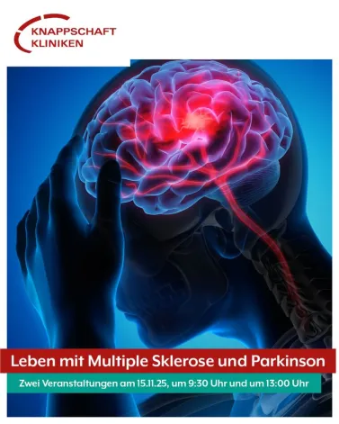 Wir laden euch zu unseren Arzt- und Patientenseminaren am Samstag, 15. November 2025 in die Vesteria in den Knappschaft Kliniken Recklinghausen ein.

Prof. Dr. med. Stephan Klebe, Chefarzt der Klinik für Neurologie, Stroke Unit und Frührehabilitation und sein Team halten interessante Vorträge zu dem Thema: Leben mit Multiple Sklerose und Parkinson.

Seminar: Leben mit Parkinson – neue Wege, bewährte Therapien

Wann: Samstag, 15.11.25, von 9.30 bis 12.30 Uhr

Bei diesen Vorträgen geht es vor allem um die umfassende Diagnostik, Therapie und Betreuung für Menschen mit einer Parkinson-Erkrankung. Dieser Vormittag soll allen Betroffenen, Angehörigen und Interessenten einen verständlichen Eindruck in aktuelle Entwicklungen der Parkinson-Forschung geben sowie alltagsnahe Hilfestellungen bieten.

Seminar: Multiple Sklerose, neue Therapieansätze

Wann: Samstag, 15.11.25 von 13.00 bis 16.00 Uhr

In diesem Seminar werden verständliche Einblicke in die Erkrankung gegeben, über aktuelle Behandlungsmöglichkeiten sowie über den Umgang mit MS im Alltag informiert.

Im Anschluss an die jeweiligen Vorträge können an die Experten Fragen gestellt werden.

Aus organisatorischen Gründen bitten wir um eine Anmeldung unter folgender E-Mailadresse: Nicole.Ott-Hansen<a href='https://www.instagram.com/_u/Knappschaft-Kliniken/' target='_blank'>@Knappschaft-Kliniken</a>.de.

<a href='https://www.facebook.com/watch/hashtag/knappschaftklinikenrecklinghausen' target='_blank'>#knappschaftklinikenrecklinghausen</a>
<a href='https://www.facebook.com/watch/hashtag/knappschaftklinikenvest' target='_blank'>#knappschaftklinikenvest</a>
<a href='https://www.facebook.com/watch/hashtag/neurologie' target='_blank'>#neurologie</a>
<a href='https://www.facebook.com/watch/hashtag/parkinson' target='_blank'>#parkinson</a>
<a href='https://www.facebook.com/watch/hashtag/multiplesklerose' target='_blank'>#multiplesklerose</a>