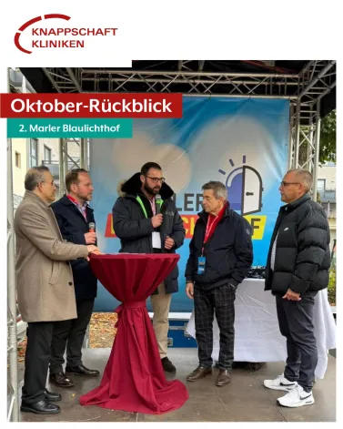 Der Monat Oktober stand bei den Knappschaft Kliniken Vest ganz im Zeichen des Austauschs mit Bürgerinnen und Bürgern aus Marl und Recklinghausen.

Beim WDR-Maustag am 3. Oktober kamen viele Kinder erstmals in Berührung mit medizinischen Untersuchungen in einer Kinderklinik. Beim 2. Marler Blaulichhof wurde die Kinderklinik Marl auf der Bühne dem Publikum vorgestellt. Zudem gab es auf dem Gelände der Overbergschule ein Reanimationstraining für den Notfall.

Auf der großen Gesundheitsmesse "Gesund im Vest" im Festspielhaus stellen die Knappschaft Kliniken Vest ein breites Angebot, angefangen von der Kinderklinik über die neue Smartwatch-Ambulanz bis hin zur Geriatrischen Tagesklinik vor.  Mehrere medizinische Vorträge rundeten das Programm ab.

Der Aktionstag des Brustzentrums rückte das Thema Brustkrebsvorsorge in den Vordergrund. Frauen ab 30 Jahren sollte sich einmal jährlich von einem Gynäkologen untersuchen lassen. Frauen ab 50 Jahren werden alle zwei Jahre zum Mammographie-Screening eingeladen. Außerdem ist das regelmäßige Abtasten der Brust wichtig. 

Wir bedanken uns bei allen beteiligten Mitarbeiterinnen und Mitarbeitern für die Unterstützung an den Aktionstagen! ❤️❤️❤️

<a href='https://www.instagram.com/explore/tags/knappschaftklinikenvest/' target='_blank'>#knappschaftklinikenvest</a> <a href='https://www.instagram.com/explore/tags/knappschaftklinikenrecklinghausen/' target='_blank'>#knappschaftklinikenrecklinghausen</a> <a href='https://www.instagram.com/explore/tags/knappschaftklinikenparacelsusmarl/' target='_blank'>#knappschaftklinikenparacelsusmarl</a> <a href='https://www.instagram.com/explore/tags/veranstaltungen/' target='_blank'>#veranstaltungen</a> <a href='https://www.instagram.com/explore/tags/aktionstag/' target='_blank'>#aktionstag</a> <a href='https://www.instagram.com/explore/tags/brustkrebsvorsorge/' target='_blank'>#brustkrebsvorsorge</a>