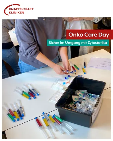 💬 Am letzten Freitag fand der Onko Care Day im Bildungszentrum Ruhr statt. Der Kongress war eine Kooperation zwischen dem Bildungszentrum Ruhr als Ausrichter und dem RUCCC (Ruhr-Universität Comprehensive Cancer Center). 

🙌 Julia Ogrodowczyk und Tina Kowalke waren als Mitglieder der RUCCC-Expertengruppe Pflege an der Gestaltung des Kongresses beteiligt und durften gemeinsam einen Workshop zum Thema „Kathetersysteme“ leiten, bei dem die 23 Teilnehmenden die praktische Handhabung übern konnten - zum Beispiel, wie viele Milliliter gebraucht werden, um ein Lumen freizuspülen. 

💡 Zusätzlich durfte Tina Kowalke in ihrem Vortrag „Sicher im Umgang mit Zytostatika“ das modulare Schulungskonzept der Knappschaft Kliniken Universitätsklinikum Bochum vorstellen. 

❤️ Wir freuen uns sehr über das positive Feedback zu Vortrag und Workshop!

<a href='https://www.instagram.com/explore/tags/KnappschaftKliniken/' target='_blank'>#KnappschaftKliniken</a> <a href='https://www.instagram.com/explore/tags/Universitätsklinikum/' target='_blank'>#Universitätsklinikum</a> <a href='https://www.instagram.com/explore/tags/Bochum/' target='_blank'>#Bochum</a> <a href='https://www.instagram.com/explore/tags/OnkoCareDay/' target='_blank'>#OnkoCareDay</a> <a href='https://www.instagram.com/explore/tags/Onkologie/' target='_blank'>#Onkologie</a> <a href='https://www.instagram.com/explore/tags/OnkologischePflege/' target='_blank'>#OnkologischePflege</a>