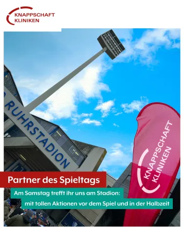 Beim Heimspiel am kommenden Samstag spielt der <a href='https://www.instagram.com/_u/vflbochum1848/' target='_blank'>@vflbochum1848</a>.official gegen Hertha BSC Berlin – und wir sind als Partner des Spieltags dabei! ⚽💪

🏟 Um 20:30 Uhr startet das Flutlichtspiel „anne Castroper“, zwei Stunden vor Spielbeginn sind wir schon vor Ort: An unserer Aktionsfläche vor dem Stadion könnt ihr an der TWall eure Reaktionsschnelligkeit unter Beweis stellen und kleine aber feine Gewinne abstauben! 

Auch in der Halbzeitpause sind wir wieder am Start und schießen unsere limitierten Knappschaft-Kliniken-Partnerschals in Richtung Tribünen. Hier ist Geschicklichkeit beim Fangen gefragt! Du hast einen Schal gefangen? Verlinke uns gerne in deiner Story 🧣🙌

Wir freuen uns auf ein spannendes Spiel und hoffen auf 3 Punkte für die Bochumer Jungs! 

<a href='https://www.instagram.com/explore/tags/KnappschaftKliniken/' target='_blank'>#KnappschaftKliniken</a> <a href='https://www.instagram.com/explore/tags/Universitätsklnikum/' target='_blank'>#Universitätsklnikum</a> <a href='https://www.instagram.com/explore/tags/Bochum/' target='_blank'>#Bochum</a> <a href='https://www.instagram.com/explore/tags/BOCBSC/' target='_blank'>#BOCBSC</a> <a href='https://www.instagram.com/explore/tags/VfLBochum1848/' target='_blank'>#VfLBochum1848</a> <a href='https://www.instagram.com/explore/tags/Bochum/' target='_blank'>#Bochum</a> <a href='https://www.instagram.com/explore/tags/KnappschaftKliniken/' target='_blank'>#KnappschaftKliniken</a> <a href='https://www.instagram.com/explore/tags/PartnerdesSpieltags/' target='_blank'>#PartnerdesSpieltags</a> <a href='https://www.instagram.com/explore/tags/AnneCastroper/' target='_blank'>#AnneCastroper</a>