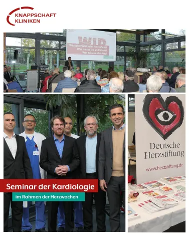 Herzwochen 2025 – Patientenseminar der Kardiologie 🫀

Gestern Abend fand im Rahmen der Herzwochen, initiiert durch die <a href='https://www.instagram.com/_u/herzstiftung/' target='_blank'>@herzstiftung</a>,  ein spannendes und aufschlussreiches Patientenseminar der Klinik für Kardiologie an den Knappschaft Kliniken Bottrop statt. Über 60 Patienten und Interessierte nahmen an der Veranstaltung teil und erfuhren wertvolle Informationen zu der Prävention von Herzinfarkten.

💬 Chefarzt Dr. Martin Christ und seine Oberärzte führten durch das umfangreiche Programm, bei dem es unter anderem um die Behandlung von Herzinfarkten, die Vorbeugung und die Unterschiede von Männer- und Frauenherzen ging. Am Ende konnten die Teilnehmenden direkt ihre Fragen an die Experten stellen. 

<a href='https://www.instagram.com/explore/tags/Herzwochen/' target='_blank'>#Herzwochen</a> <a href='https://www.instagram.com/explore/tags/GesundeGefäße/' target='_blank'>#GesundeGefäße</a> <a href='https://www.instagram.com/explore/tags/GesundesHerz/' target='_blank'>#GesundesHerz</a> <a href='https://www.instagram.com/explore/tags/Kardiologie/' target='_blank'>#Kardiologie</a> <a href='https://www.instagram.com/explore/tags/Herzinfarkt/' target='_blank'>#Herzinfarkt</a> <a href='https://www.instagram.com/explore/tags/Prävention/' target='_blank'>#Prävention</a> <a href='https://www.instagram.com/explore/tags/KnappschaftKlinikenBottrop/' target='_blank'>#KnappschaftKlinikenBottrop</a> <a href='https://www.instagram.com/explore/tags/Patientenseminar/' target='_blank'>#Patientenseminar</a> <a href='https://www.instagram.com/explore/tags/Herzgesundheit/' target='_blank'>#Herzgesundheit</a> <a href='https://www.instagram.com/explore/tags/kkbottrop/' target='_blank'>#kkbottrop</a> <a href='https://www.instagram.com/explore/tags/knappschaftkliniken/' target='_blank'>#knappschaftkliniken</a> <a href='https://www.instagram.com/explore/tags/medizin/' target='_blank'>#medizin</a> <a href='https://www.instagram.com/explore/tags/krankenhaus/' target='_blank'>#krankenhaus</a>
