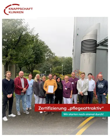 📣 Pflegeattraktiv startet mit <a href='https://www.instagram.com/_u/pflegezert/' target='_blank'>@pflegezert</a> neu durch! 

Sechs spannende Projekte gehen bei uns noch einmal an den Start – mit einem gemeinsamen Ziel:
👉 Pflege in unserem Haus attraktiv gestalten und zukunftssicher machen.
Seit 2022 arbeiten unsere Teams intensiv daran, ein Arbeitsumfeld zu schaffen, das Motivation, Zufriedenheit und Qualität in der Pflege stärkt. Dafür wurden wir bereits mit dem Siegel „pflegeattraktiv“ ausgezeichnet. 🏅

Jetzt geht’s in die nächste Runde – mit der PflegeZert GmbH und frischen Ideen zu Projekten aus allen Bereichen der Pflege:
🌿 4-Tage-Woche
🧩 Ausfallmanagement
⚖️ Umgang mit Überlastungsanzeigen
💬 Kommunikation im Team
💻 Digitalisierung in der Pflege
🌟 Führungskompetenzen

Und das Beste: Mitmachen kann jeder! Egal ob Azubi, Pflegefachassistent*in oder erfahrene Fachkraft – gemeinsam gestalten wir die Zukunft der Pflege. 💪

<a href='https://www.instagram.com/explore/tags/pflegeattraktiv/' target='_blank'>#pflegeattraktiv</a> <a href='https://www.instagram.com/explore/tags/KnappschaftKlinikenBottrop/' target='_blank'>#KnappschaftKlinikenBottrop</a> <a href='https://www.instagram.com/explore/tags/PflegeZert/' target='_blank'>#PflegeZert</a> <a href='https://www.instagram.com/explore/tags/PflegeZukunft/' target='_blank'>#PflegeZukunft</a> <a href='https://www.instagram.com/explore/tags/PflegeQualität/' target='_blank'>#PflegeQualität</a>