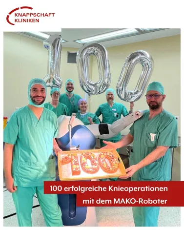 Meilenstein bei uns im Marienhospital Bottrop! 🦵🎉

Das Endoprothetikzentrum feiert die 100. Knieoperation mit dem MAKO-Robotersystem. Dank modernster Technologie ermöglichen unsere Experten dort eine hochpräzise, patientenindividuelle Planung und Durchführung von Knieoperationen – für mehr Genauigkeit, Sicherheit und bestmögliche Behandlungsergebnisse.
Innovation und medizinische Expertise gehen bei uns Hand in Hand. 

Vielen Dank an unser engagiertes Endoprothetik-Team und das Vertrauen unserer Patientinnen und Patienten!
<a href='https://www.instagram.com/explore/tags/Knappschaftkliniken/' target='_blank'>#Knappschaftkliniken</a> <a href='https://www.instagram.com/explore/tags/Marienhospitalbottrop/' target='_blank'>#Marienhospitalbottrop</a>  <a href='https://www.instagram.com/explore/tags/Endoprothetik/' target='_blank'>#Endoprothetik</a> <a href='https://www.instagram.com/explore/tags/Knieoperation/' target='_blank'>#Knieoperation</a>