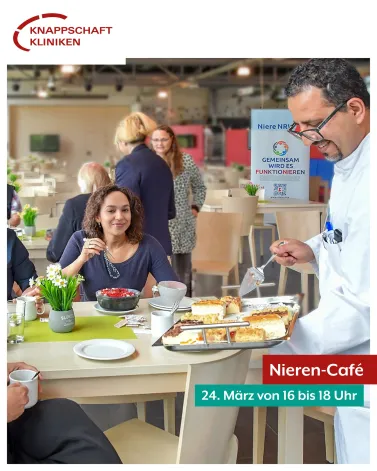☕️ Die Klinik für Chirurgie und Niere NRW e. V. laden herzlich zum zweiten Nieren-Café in den Knappschaft Kliniken Universitätsklinikum Bochum ein. Das Nieren-Café richtet sich an Patient*innen mit einer Niereninsuffizienz und dialysepflichtige
Patient*innen sowie deren Angehörige, aber auch an bereits transplantierte Patient*innen aus dem Transplantationszentrum der Klinik. 

💬 Beim Nieren-Café können sich Besucher*innen ganz zwanglos über die Therapiemöglichkeiten informieren und haben außerdem die Möglichkeit, unseren Fachärzten individuelle Fragen zu Ihrer Erkrankung, der Behandlung und einer möglichen Transplantation zu stellen. Ebenso bietet das Nieren-Café eine gute Möglichkeit, sich mit anderen Betroffenen auszutauschen.

📆 24. März 2026 
⏰16:00 bis 18:00 Uhr
📍Cafeteria der Knappschaft Kliniken Universitätsklinikum Bochum, In der Schornau 23-25, 44892 Bochum

❗️Die Veranstaltung ist kostenfrei. Eine Anmeldung ist nicht erforderlich.

<a href='https://www.instagram.com/explore/tags/knappschaftkliniken/' target='_blank'>#knappschaftkliniken</a> <a href='https://www.instagram.com/explore/tags/universitätsklinikum/' target='_blank'>#universitätsklinikum</a> <a href='https://www.instagram.com/explore/tags/bochum/' target='_blank'>#bochum</a> <a href='https://www.instagram.com/explore/tags/chirurgie/' target='_blank'>#chirurgie</a> <a href='https://www.instagram.com/explore/tags/transplantation/' target='_blank'>#transplantation</a> <a href='https://www.instagram.com/explore/tags/nierenrw/' target='_blank'>#nierenrw</a> <a href='https://www.instagram.com/explore/tags/nierencafe/' target='_blank'>#nierencafe</a>