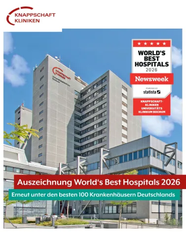 💯 Die Knappschaft Kliniken Universitätsklinikum Bochum gehören rneut zu den 100 besten Krankenhäusern Deutschlands! Im diesjährigen Ranking „Germany’s Best Hospitals 2026“ konnte sich unser Haus im Vergleich zum Vorjahr nochmals um einen Platz verbessern und belegt nun Platz 68.

🏅„Dass wir erneut mit dem Siegel ausgezeichnet wurden und unsere Platzierung sogar weiter verbessern konnten, zeigt, dass wir unsere medizinische Exzellenz und unsere hohen Standards in der Patientenversorgung nicht nur halten, sondern stetig weiterentwickeln“, betont Geschäftsführer Dr. Hans Christian Atzpodien. 

💪 Auch Prof. Dr. Holger Holthusen, Medizinischer Vorstand, unterstreicht die Bedeutung der erneuten Auszeichnung: „Die wiederholte Aufnahme in die Top 100 ist ein starkes Signal für die Qualität unserer Arbeit. Sie spiegelt das große Engagement unserer Mitarbeitenden für eine Versorgung auf höchstem universitätsmedizinischem Niveau wider.“

📊 Das Ranking wird jährlich vom US-amerikanischen Nachrichtenmagazin Newsweek in Zusammenarbeit mit der Datenplattform Statista veröffentlicht und berücksichtigt unter anderem Befragungen von medizinischen Expert*innen, Ergebnisse aus Patientenbefragungen sowie öffentlich zugängliche Qualitätskennzahlen. In der aktuellen Ausgabe sind in Deutschland 220 Kliniken in die Liste aufgeführt, die 100 bestplatzierten Häuser werden gesondert hervorgehoben. 

<a href='https://www.instagram.com/explore/tags/knappschaftkliniken/' target='_blank'>#knappschaftkliniken</a> <a href='https://www.instagram.com/explore/tags/universitätsklinikum/' target='_blank'>#universitätsklinikum</a> <a href='https://www.instagram.com/explore/tags/bochum/' target='_blank'>#bochum</a> <a href='https://www.instagram.com/explore/tags/wolrdsbesthospitals2026/' target='_blank'>#wolrdsbesthospitals2026</a>