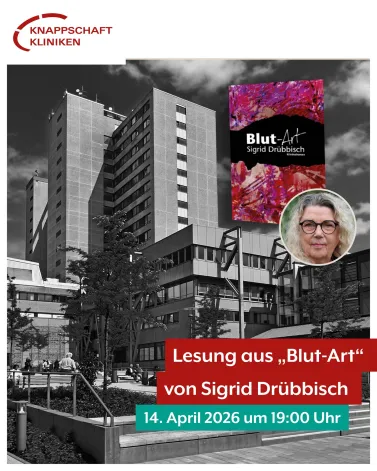 📖 Eine Lesung am Ort des Geschehens: Autorin Sigrid Drübbisch <a href='https://www.instagram.com/_u/atelier_sd58_sigrid_druebbisch/' target='_blank'>@atelier_sd58_sigrid_druebbisch</a>  liest aus ihrem Kirminalroman „Blut-Art“.

🕵 Ein Unfall, der keiner war. Ein Schweigen, das tötet. Und eine Insel, auf der nichts ist, wie es scheint. Ein tödlicher Autounfall in Witten – doch schnell ist klar: Hier stimmt etwas nicht. Als Hauptkommissarin Karla Lang kurzfristig die Leitung der Ermittlungen übernehmen muss, ahnt sie nicht, wie tief dieser Fall ins Dunkel führt. Denn was als Routine beginnt, entwickelt sich zu einem Albtraum. Ihre Ermittlungen führen die Kommissarin zurück ins Ruhrgebiet.

🏥 Aber in Blut-Art wird nicht nur gemordet, sondern es werden auch Leben gerettet! An dieser Stelle kommt Prof. Dr. Ali Canbay, Klinikdirektor der Medizinischen Klinik, mit seinem Team aus unserem Krankenhaus ins Spiel.

🎶 Eine Lesung mit musikalischer Begleitung von Marvin Drübbisch. Der Eintritt ist frei.

Neuer Termin ‼
🗓 14. April 2026
⏰ 19:00 Uhr
📍 Hörsaal der Knappschaft Kliniken Universitätsklinikum Bochum

Anmeldung per E-Mail an: veranstaltungen.bochum<a href='https://www.instagram.com/_u/knappschaft-kliniken/' target='_blank'>@knappschaft-kliniken</a>.de

<a href='https://www.instagram.com/explore/tags/knappschaftkliniken/' target='_blank'>#knappschaftkliniken</a> <a href='https://www.instagram.com/explore/tags/universitätsklinikum/' target='_blank'>#universitätsklinikum</a> <a href='https://www.instagram.com/explore/tags/bochum/' target='_blank'>#bochum</a> <a href='https://www.instagram.com/explore/tags/lesung/' target='_blank'>#lesung</a> <a href='https://www.instagram.com/explore/tags/krimi/' target='_blank'>#krimi</a> <a href='https://www.instagram.com/explore/tags/BlutArt/' target='_blank'>#BlutArt</a>