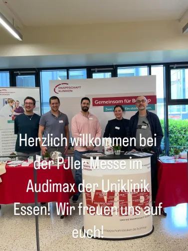 Herzlich willkommen bei der PJler Messe im Audimax der Uniklinik Essen!  Wir freuen uns auf euch!