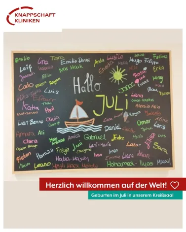 In den Knappschaft Kliniken Marienhospital Bottrop haben im Juli 91 Kinder das Licht der Welt erblickt - 40 Mädchen und 51 Jungen. ☀👶

Unsere Hebammen gestalten mit viel Liebe die Namenstafel im Kreißsaal 🧡 Daher bekommt ihr hier ab sofort ein monatliches Update 🤗

<a href='https://www.instagram.com/explore/tags/kreißsaal/' target='_blank'>#kreißsaal</a> <a href='https://www.instagram.com/explore/tags/geburtsklinik/' target='_blank'>#geburtsklinik</a> <a href='https://www.instagram.com/explore/tags/kkbottrop/' target='_blank'>#kkbottrop</a> <a href='https://www.instagram.com/explore/tags/mhb/' target='_blank'>#mhb</a>